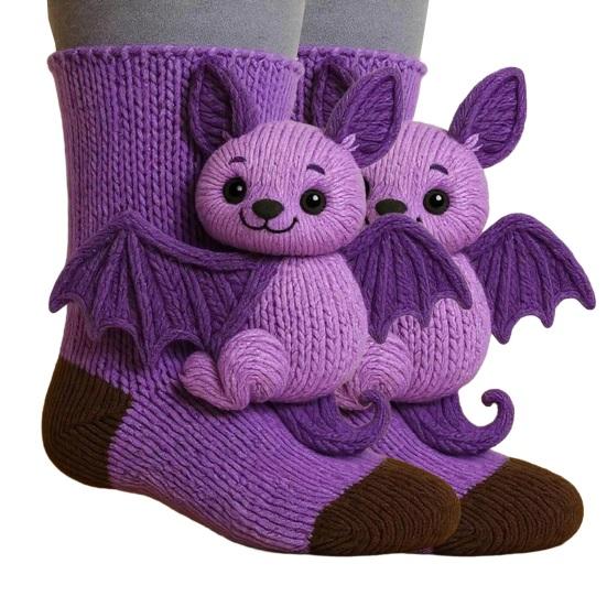 3D Animal Knitted Socks Warm Cute Crew Socks Hand Crocheted Animal Doll Floor Socks Holiday Birthday Gift for Women Girls