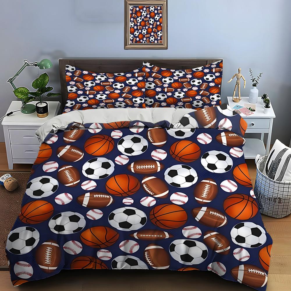 Football Print Bedding Set Sports Enthusiast Duvet Cover 1 Duvet Cover 2 Pillowcases Adult And Children Bedding Set Luxury Gifts