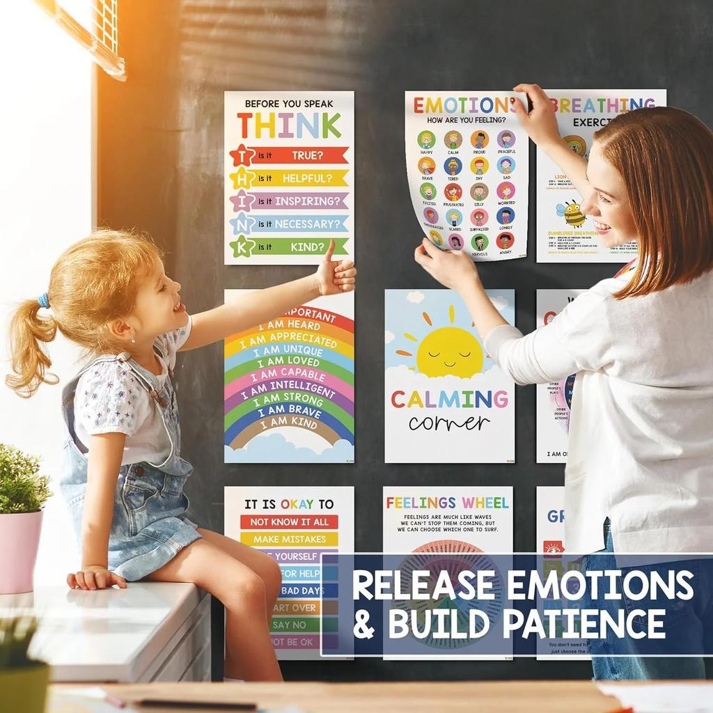 The New High-value Calm Corner Classroom Poster Student Emotional Roulette and Emotional Poster Mental Health Wall Decoration