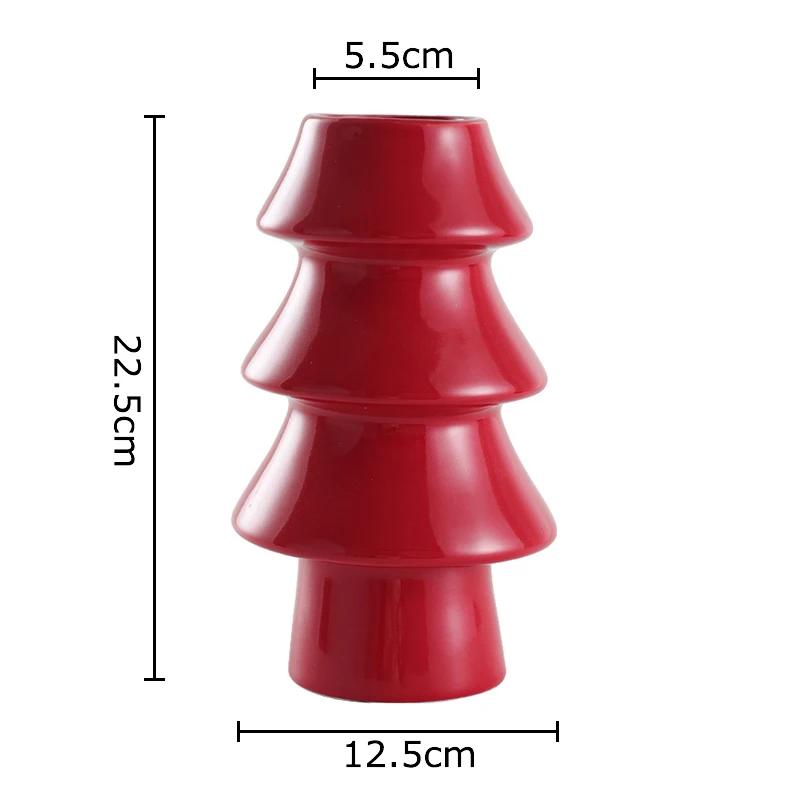 Creative Xmas Decorative Ceramic Vase Christmas Tree Shape Vases Table Decoration Flowers Arrangement Room Aesthetic Decor
