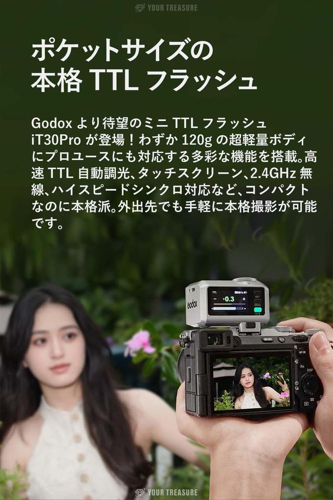 Godox iT30Pro Nikon Compatible Camera TTL HSS Japanese Instruction Manual Included iT30Pro-N Flash, GN15, Built-in Full-Color Touchscreen, (Black)