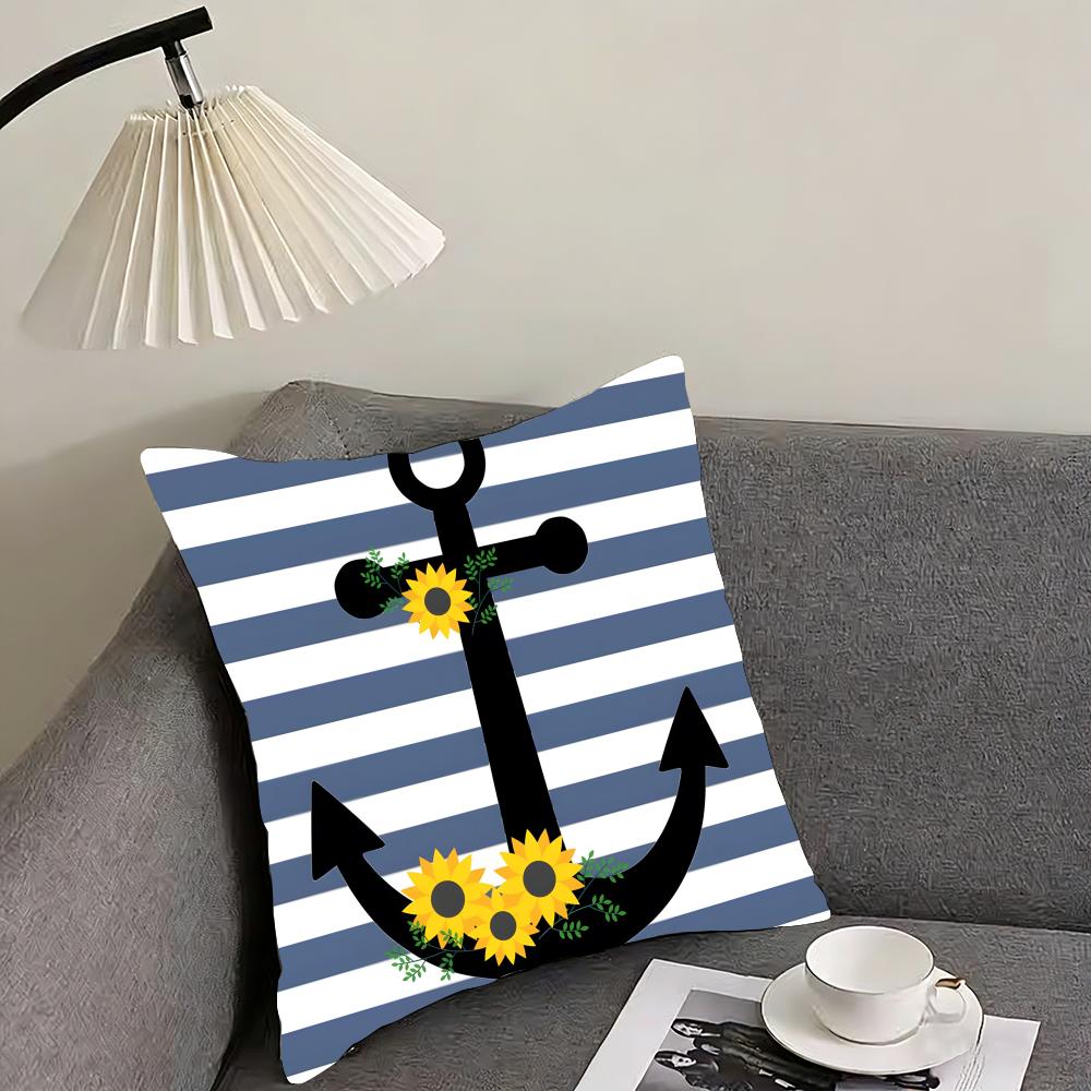 Ocean Sailor Line Texture Cushion Cover Reversible Plush Pillow Cover – For Car, Sofa, Bedroom, Perfect As a Gift.