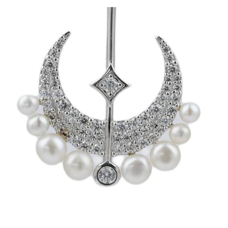 APM Monaco Single Star and Moon Series 925 Silver Earrings Women's Silver AE12585XPL