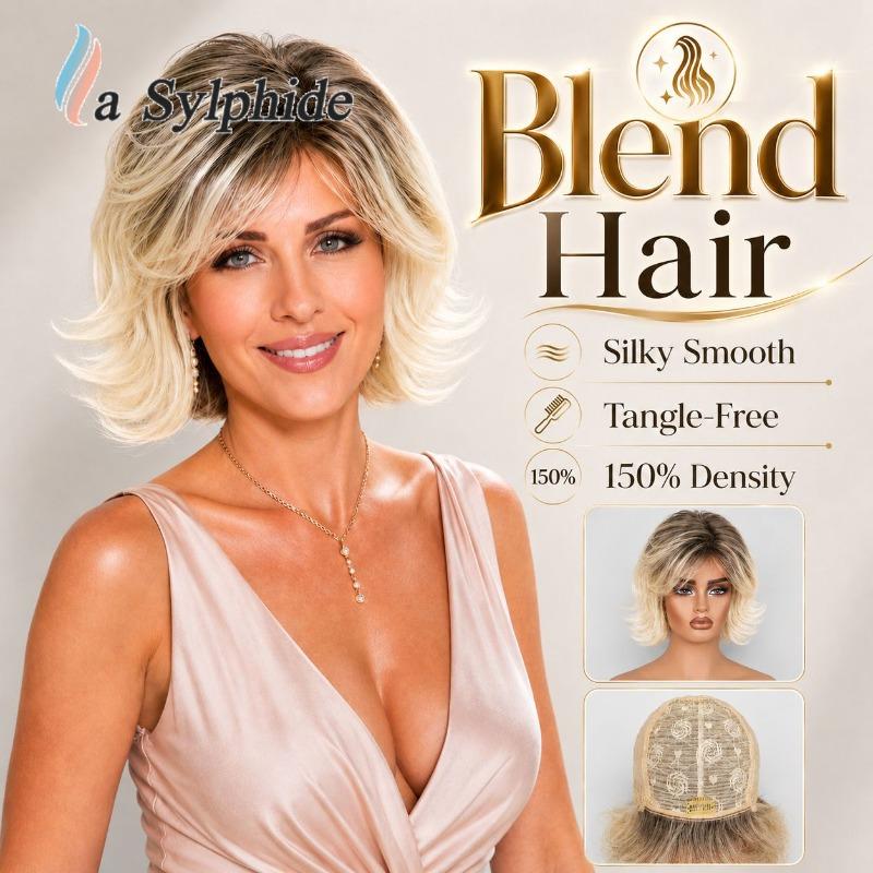 Wig female blended hair natural clavicle