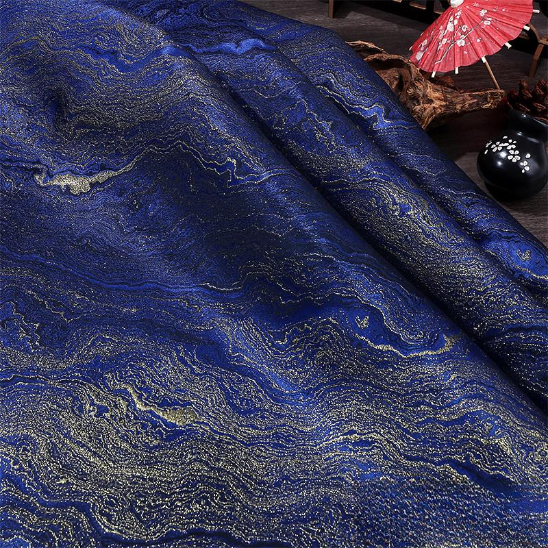 Tejido de Brocado Estilo Chino con Patrón de Agua Dorada Brillante para Coser Ropa Tradicional Decoración del Hogar Material de Poliéster