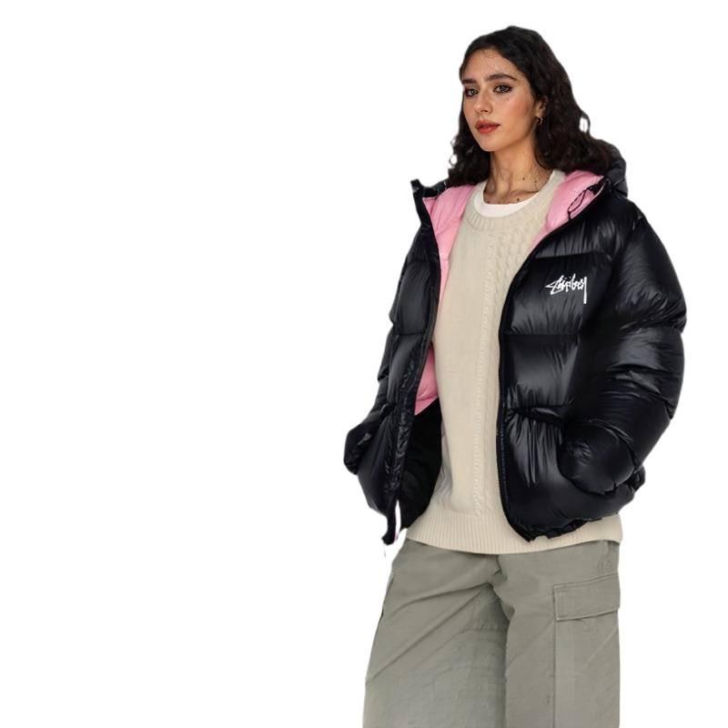 Unisex losvallend effen pufferjack - Amerikaanse straatstijl, warm voor herfst en winter