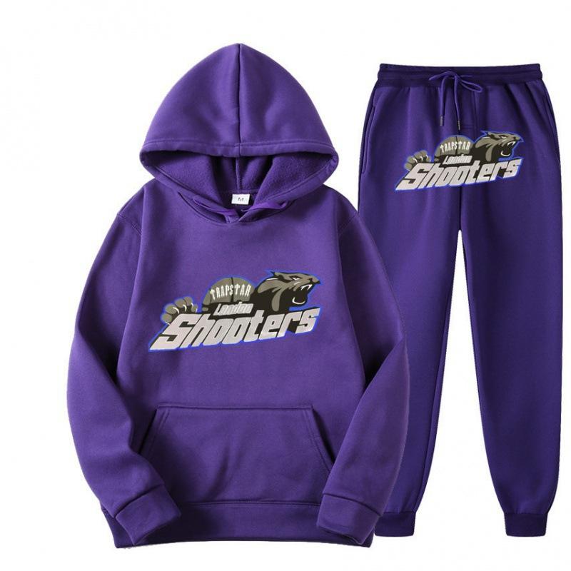 New Men's and Women's Casual Sports Suit, Red and Black Tiger Head Sweater and Sweatpants Suit.