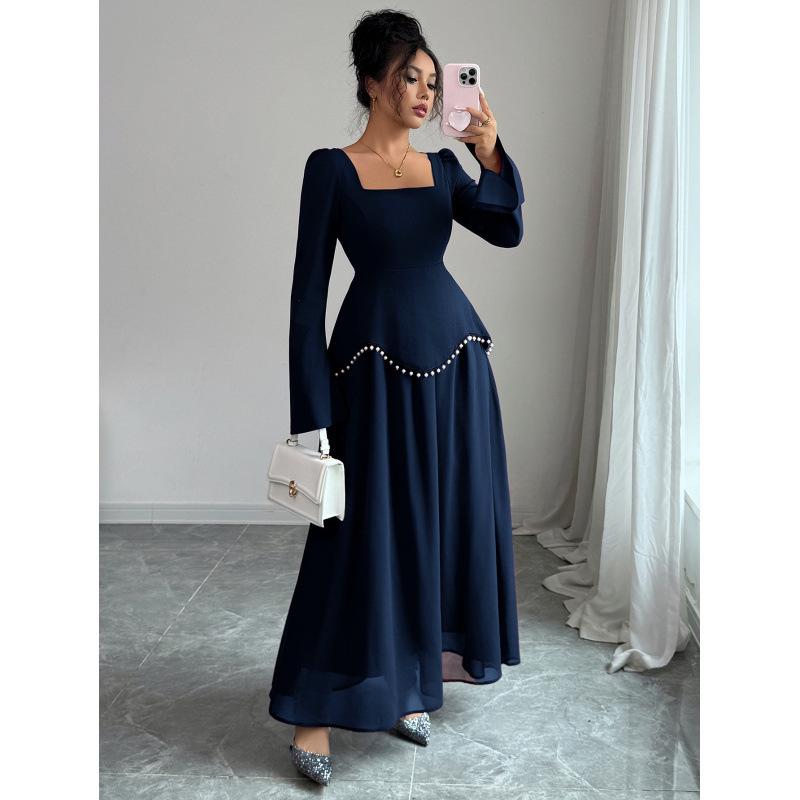 2025 Elegant Long Sleeve Evening Gown - Women's Autumn Winter High-End Dress