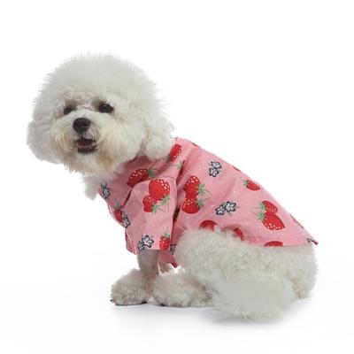 Spring and Summer Pet Clothes Comfortable and Breathable Outdoor Seaside Beach Dog Walking Fashion Trendy Strawberry Shirt Dog Clothes