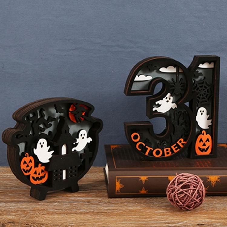 Children's Halloween Countdown Advent Calendar with LED Light for Home Decors Daily Changeable Wall Decors for Kids