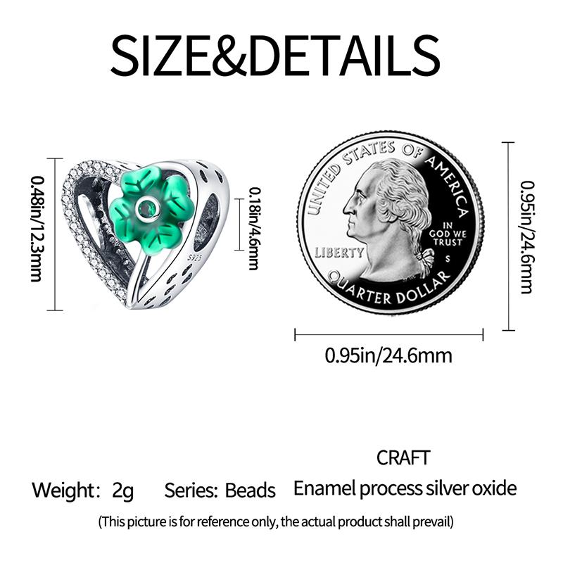Charms Plata  Clover Heart Shape Beads Fit Original  Bracelets Charms For Women Jewelry Diy Making Gifts