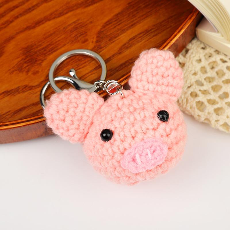 Creative Animals Keychain Hand Knitted Small Pendant Room Decor Handmade Wool Knitted Rabbit Sheep Keychain Christmas Gifts