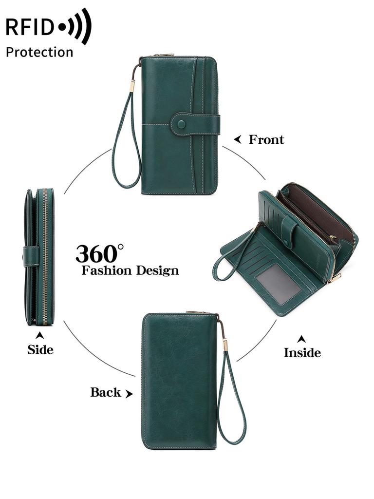Vintage Elegante Damen Lange Geldbörse RFID Bifold Multifunktionale Reißverschluss Handtasche Münzfach Multifunktionaler Kreditkartenhalter