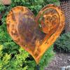 AD23-1PCS Love Pillar Inserted Heart Stake In The Garden Rusted Heart Made Of 14Ga Metal