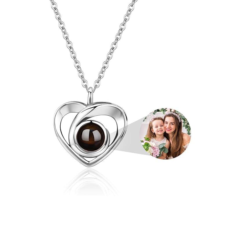 Personalized Photo Projection Necklace I Love You 100 Languages Dog Paw Memorial Pendant Necklace Custom Photo Dog Paw Necklace