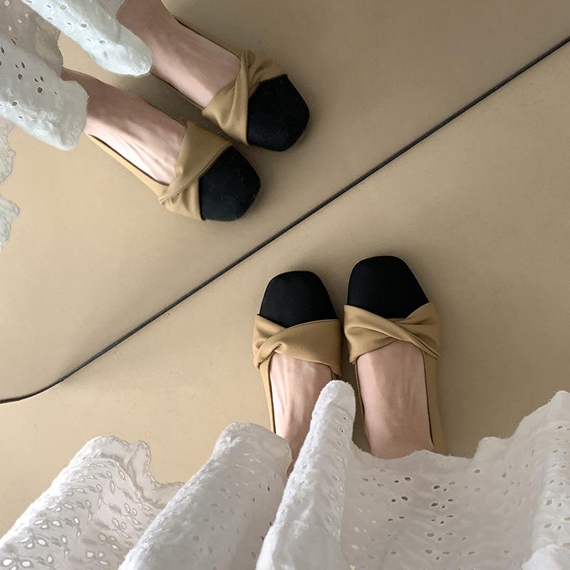 

Xiaoxiangfeng французские ретро-туфли на толстом каблуке с неглубоким носком, женские летние туфли 2025 года с юбкой и туфлями Мэри Джейн 40 хаки