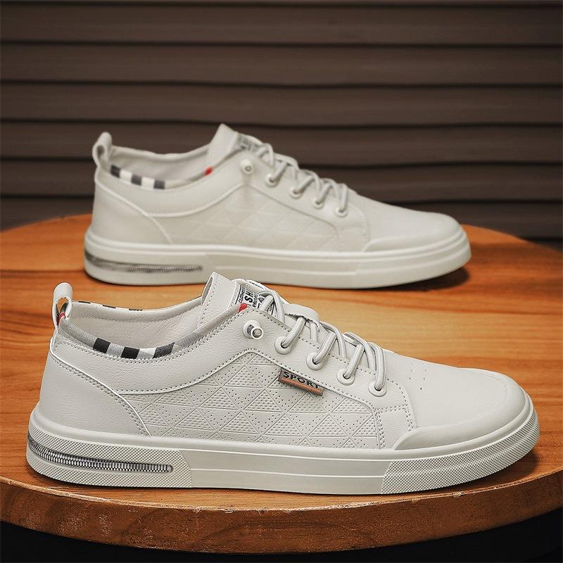 Men's Shoes New Autumn Breathable Waterproof Anti-skateboard Shoes Men's Casual Leather Shoes Black Work Labor Insurance