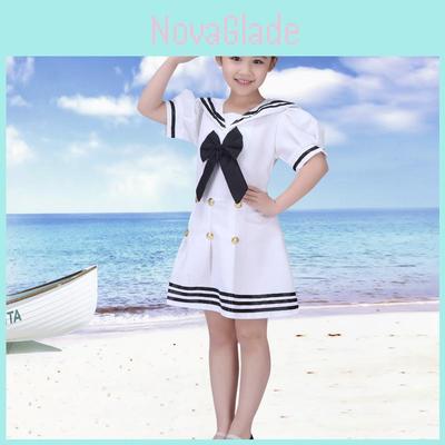 Childrens Navy Uniform Dance Costume With Polyester Fabric For Stage Performance