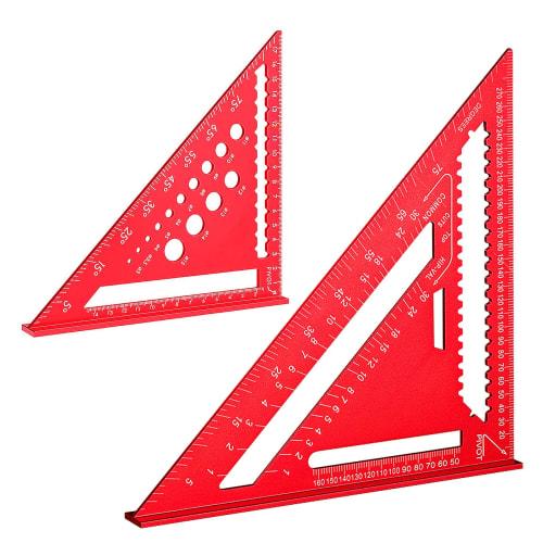CMD Triangle Ruler for Woodworking, Circular Saw Ruler, Set of 2, 18*18cm X 30*30cm, Aluminum Alloy Measuring Tool, Multifunctional, 0-90 Degree, Accu