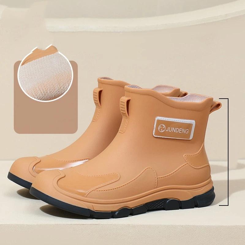 Couple Fashion Trend Outdoor Waterproof Anti Slip Wear Resistant Short Tube Rain Shoes