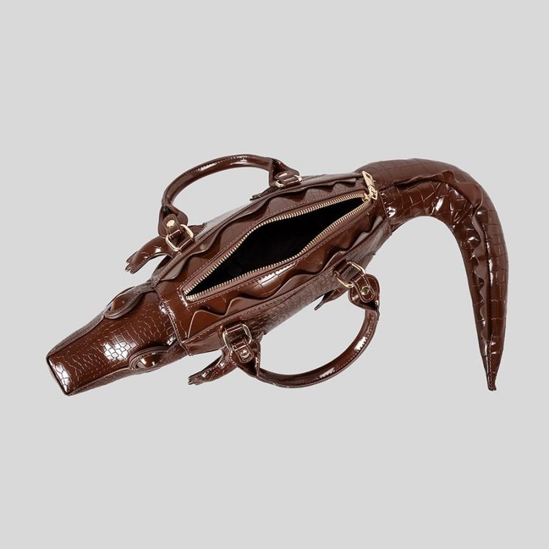 Stylish Crocodile-Embossed Womens Shoulder Bag - Retro Pillow Shape Crossbody Daily Wear