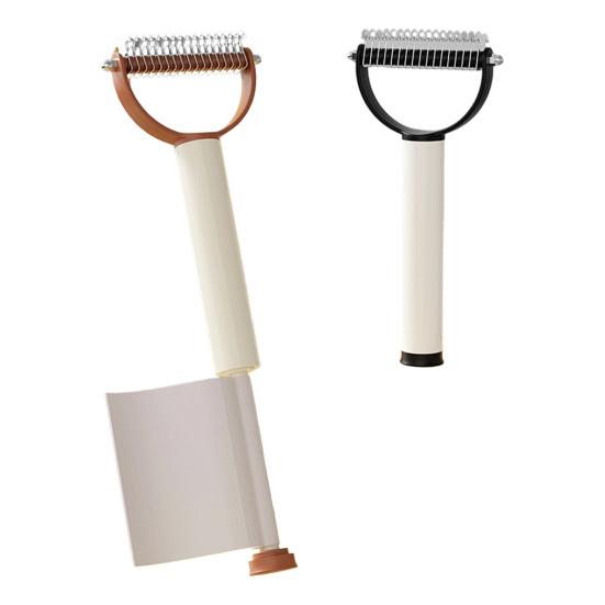 Pet Detangling Comb, Dual-Sided Dematting Tool, Safe Pet Undercoat Rake, Deshedding Tool with Sticky Pet Hair Remover for Cats Dogs Grooming Furniture