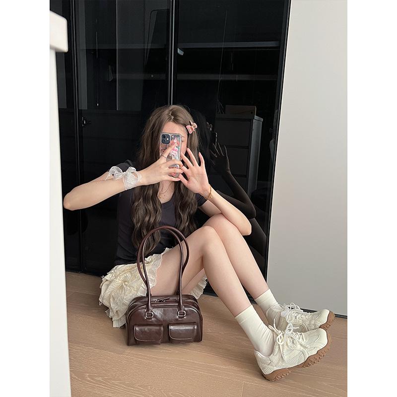 Cowhide Version~ 2025 Pearl Model Inner Height Increase Platform White Shoes Women's Summer New Sports Breathable Casual Shoes Women