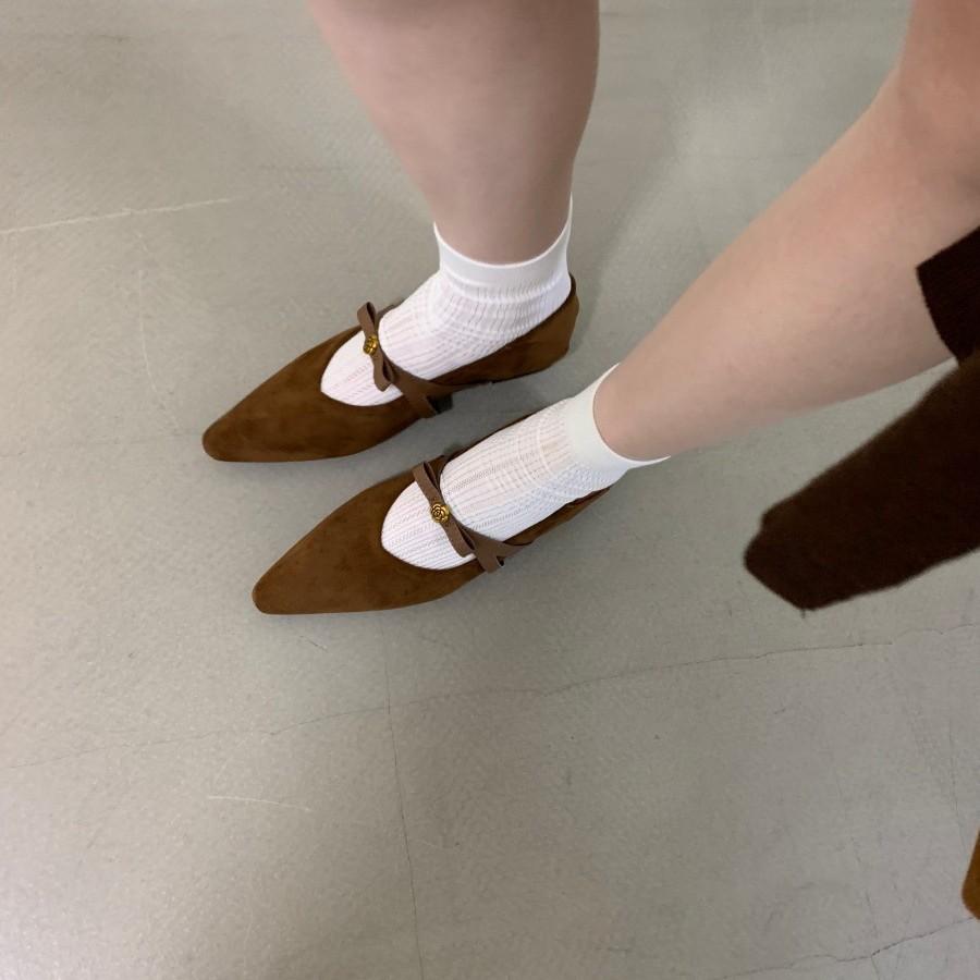 2025 autumn new thick heel pointed head light mouth leopard print single shoes women's one-word buckle suede Mary Jane evening shoes