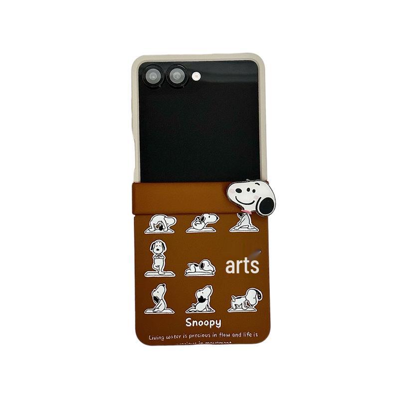Korean Cartoon 9-Grid Phone Case for Samsung ZFlip6/Z5 with Color Block and Magnetic Stand
