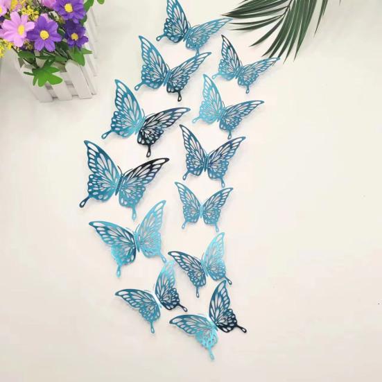 12Pcs/Set Wall Sticker 3D Hollow Butterfly Design Lightweight Easy Installation Home Decals Bedroom Living Room Birthday Party Decor