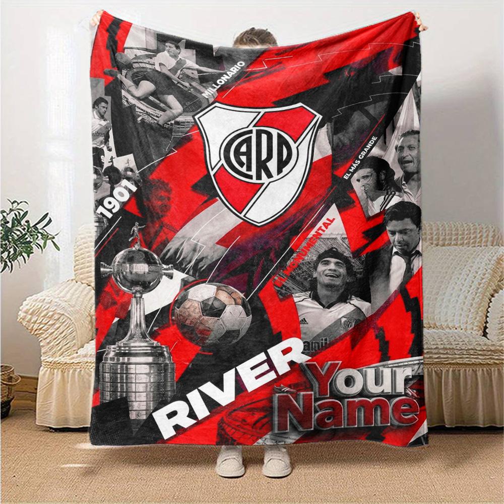Name Custom River Plate Print Flannel Blanket High Quality Warm Comfortable Cover for All Seasons Perfect for Gifts Home Decor
