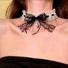 Lolita Camellia Choker Necklace for Women - Dark Clavicle Chain, Maid Style Neckband Collar