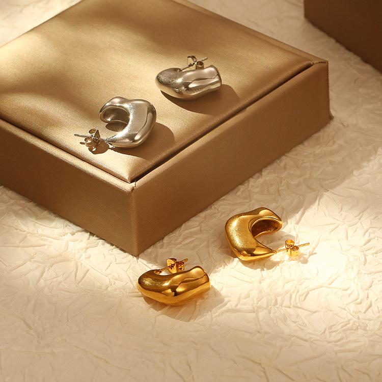 European and American Retro High-End Irregular Stainless Steel Stud Earrings for Women