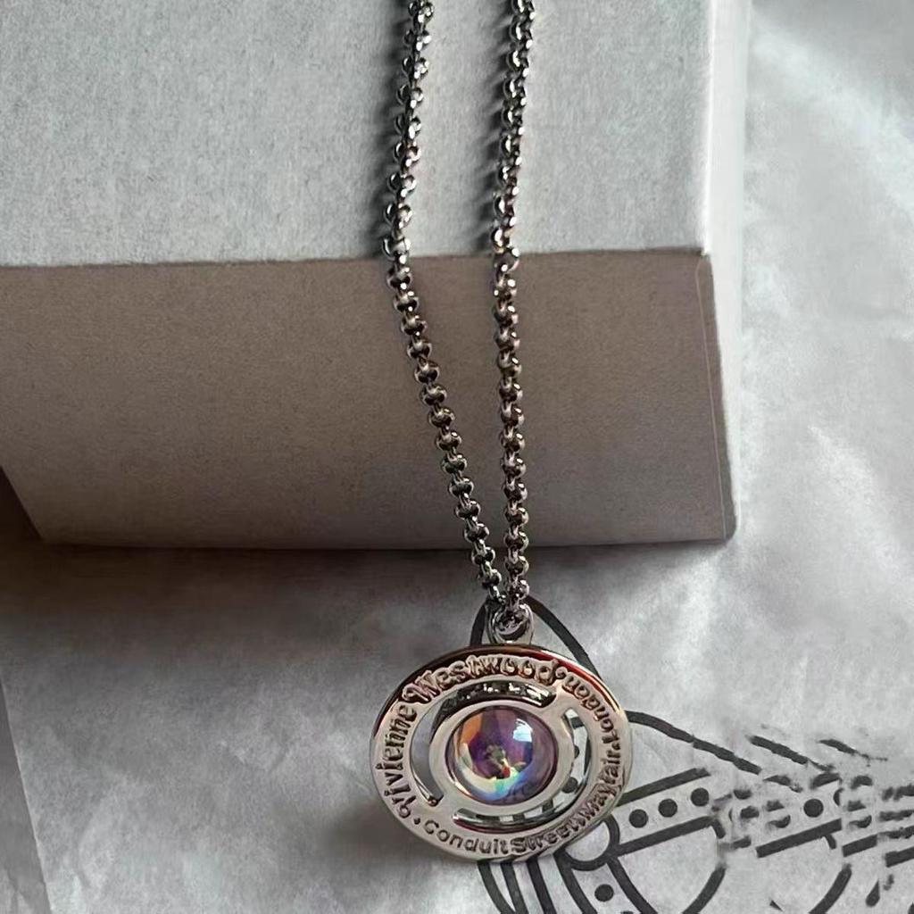 Náhrdelník Empress Dowager Aurora Laser Style Orb s průsvitným designem planety