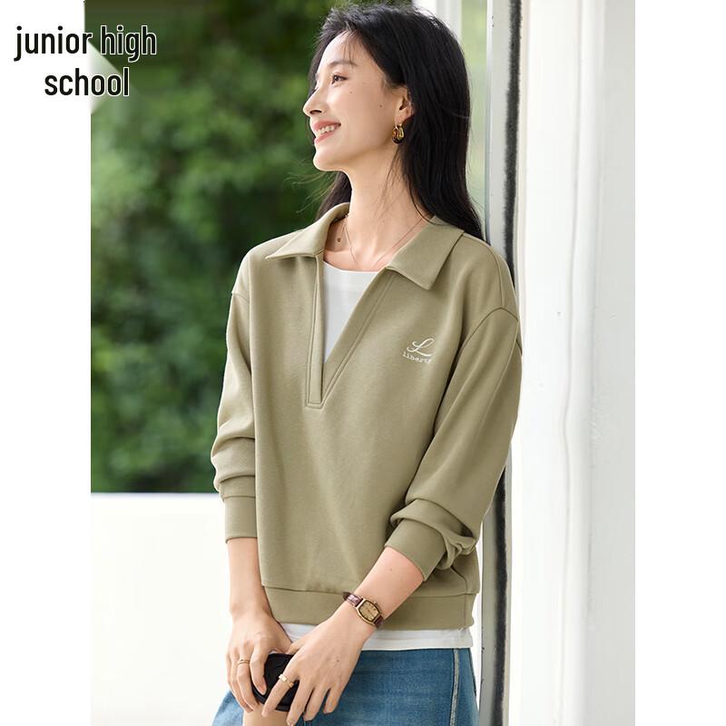 Women's Classic Polo Spliced Faux Two-Piece Sweatshirt