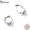 BAMOER 925 Sterling Silver Purple Zirconium Snake Pattern Ear Buckles for Women Fine Jewelry Luxury Brand Earrings Gift