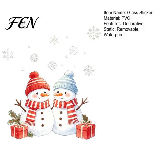 Holiday Atmosphere Home Accents Christmas Snowman Static Glass Sticker, PVC Waterproof Window Decals for Decoration, Snowflake Clings Doors