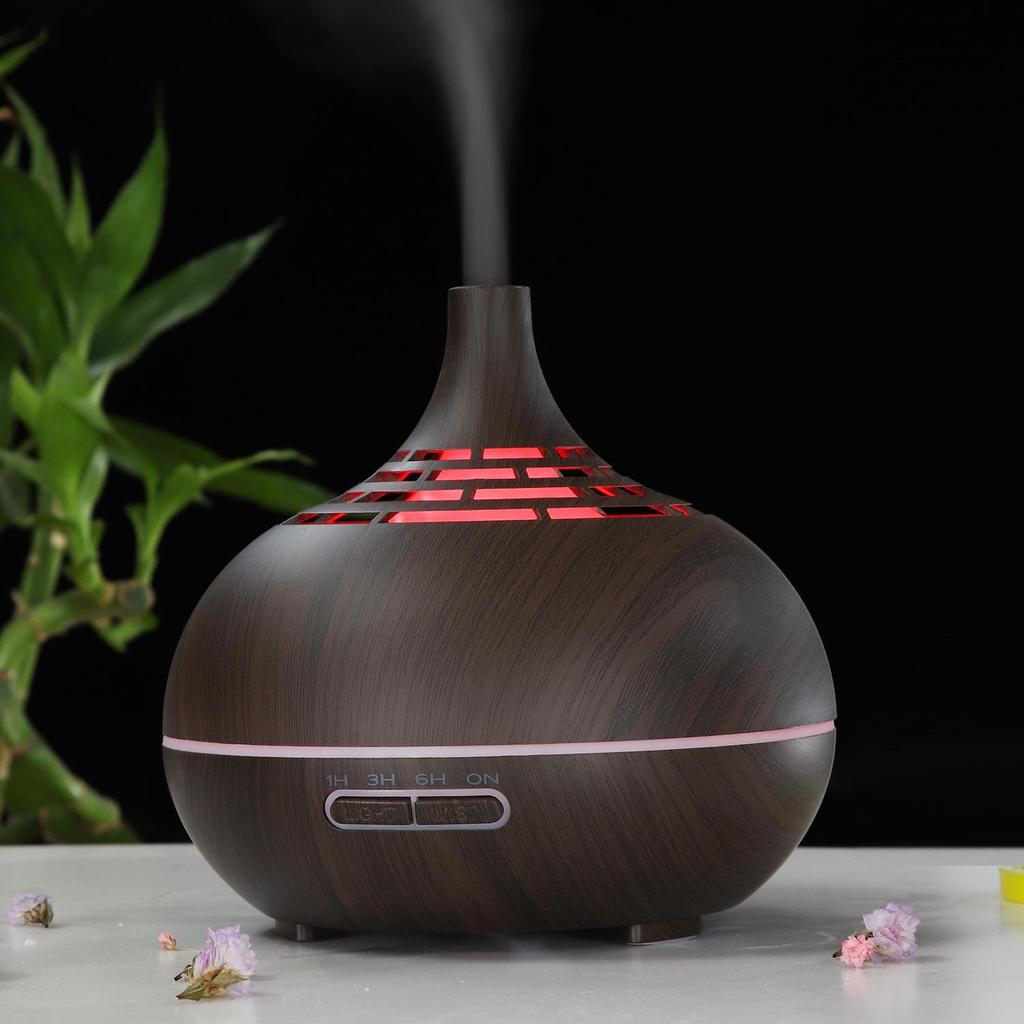 Ultrasonic Wood Grain Aroma Diffuser with Seven-Color LED