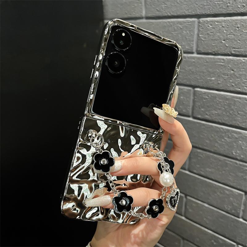 For Xiaomi Mix Flip Luxury Fashion Wrinkled Flower Love Chain Cases Phone Case Cover