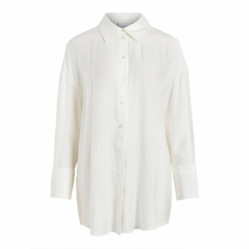 

Женская прямая белая рубашка с длинными рукавами VILA