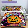 3-teiliges Happy Pumpkin Halloween Bettwäsche-Set - Beinhaltet 1 Bettbezug und 2 Kissenbezüge, Bequeme Bettwäsche mit stilvollem Design für Schlafzimmer, Ma