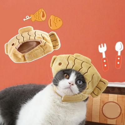 Lovely Cat Hat Soft Dog Hat Adorable Cartoon Taiyaki Shape Pet Dog Cat Headwear  Dress-up