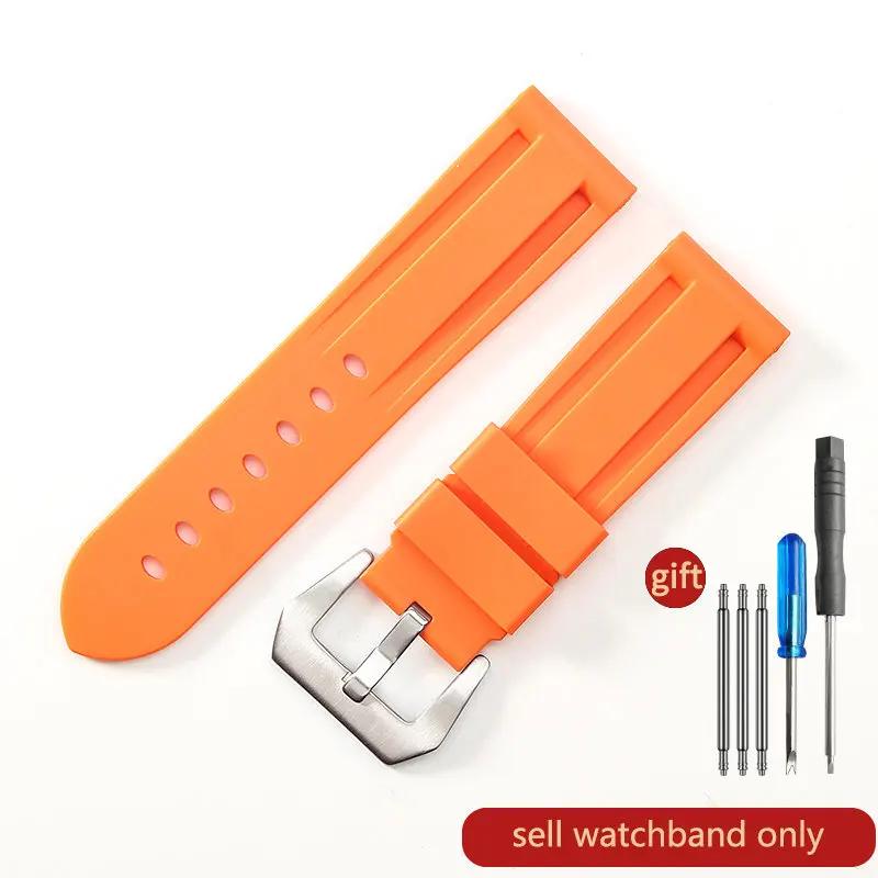 

Для Panerai Однотонные Натуральные Силиконовые Аксессуары Pam441 Diesel Suunto Цельностальная Черная Пряжка 24 мм Ремешок для Часов 26mm