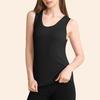 Women Thermal Vest Round Neck Sleeveless Thick Fleece Lining Bottom Vest Solid Color High-Elastic Fit Thermal Tops