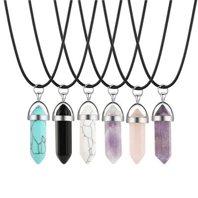 Gemstone Pendants NecklaceNatural Quartz Crystal Stone Point Chakra Healing