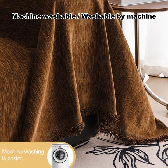 Chenille Sofabezug Einteiliges Design Weiche Haptik Stoff Möbel Schutzbezug Quastenborte Uni