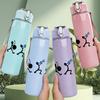 1PC Running People Silhouette 750ml Color Plastic Sports Water Bottle Leakproof Flip Straw Lid Suitable for Sports Office Home Use