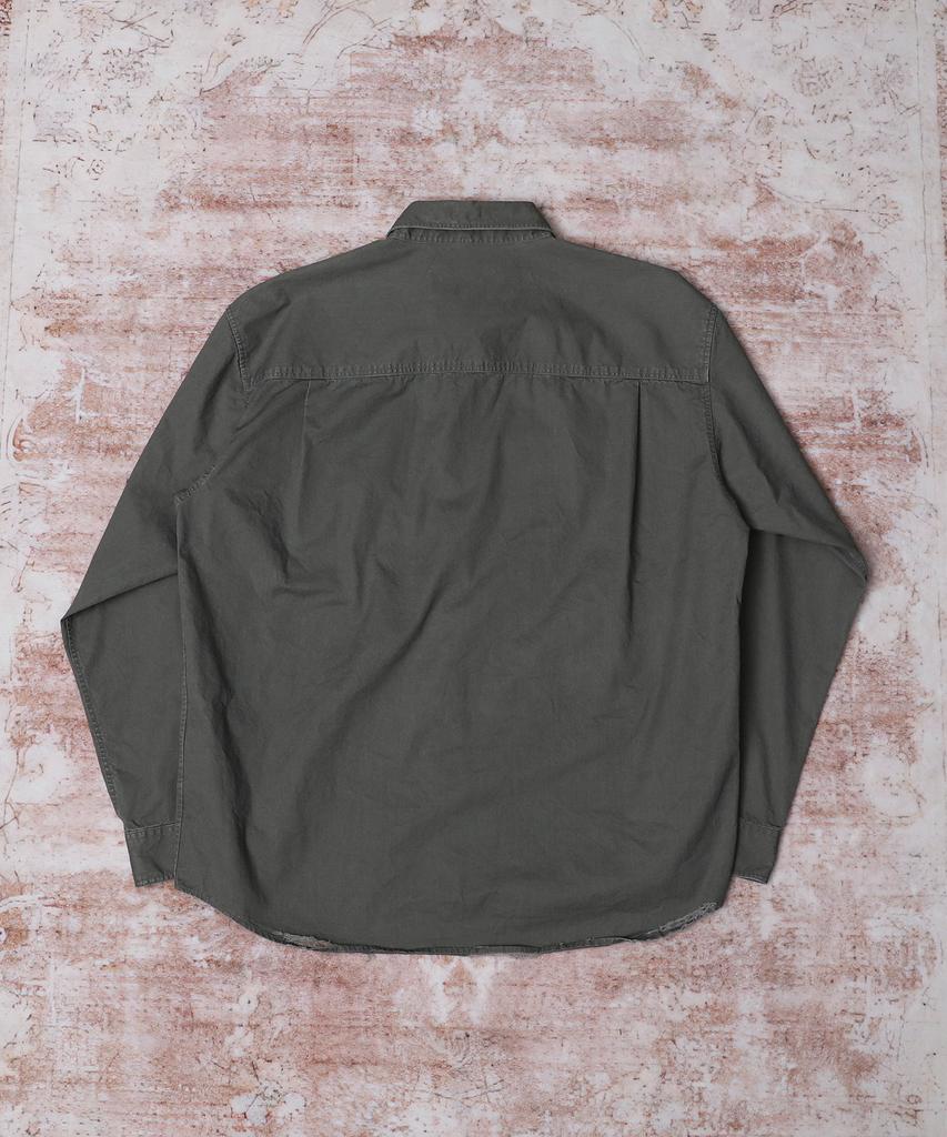 AREUBAN Distressed Plain Shirt_Vintage Khaki