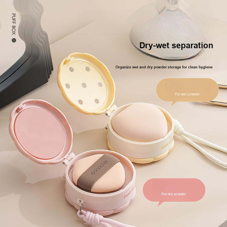 New Double Layer Powder Puff Storage Box High-Viscosity Portable Lightweight Cosmetic Earring Organizer