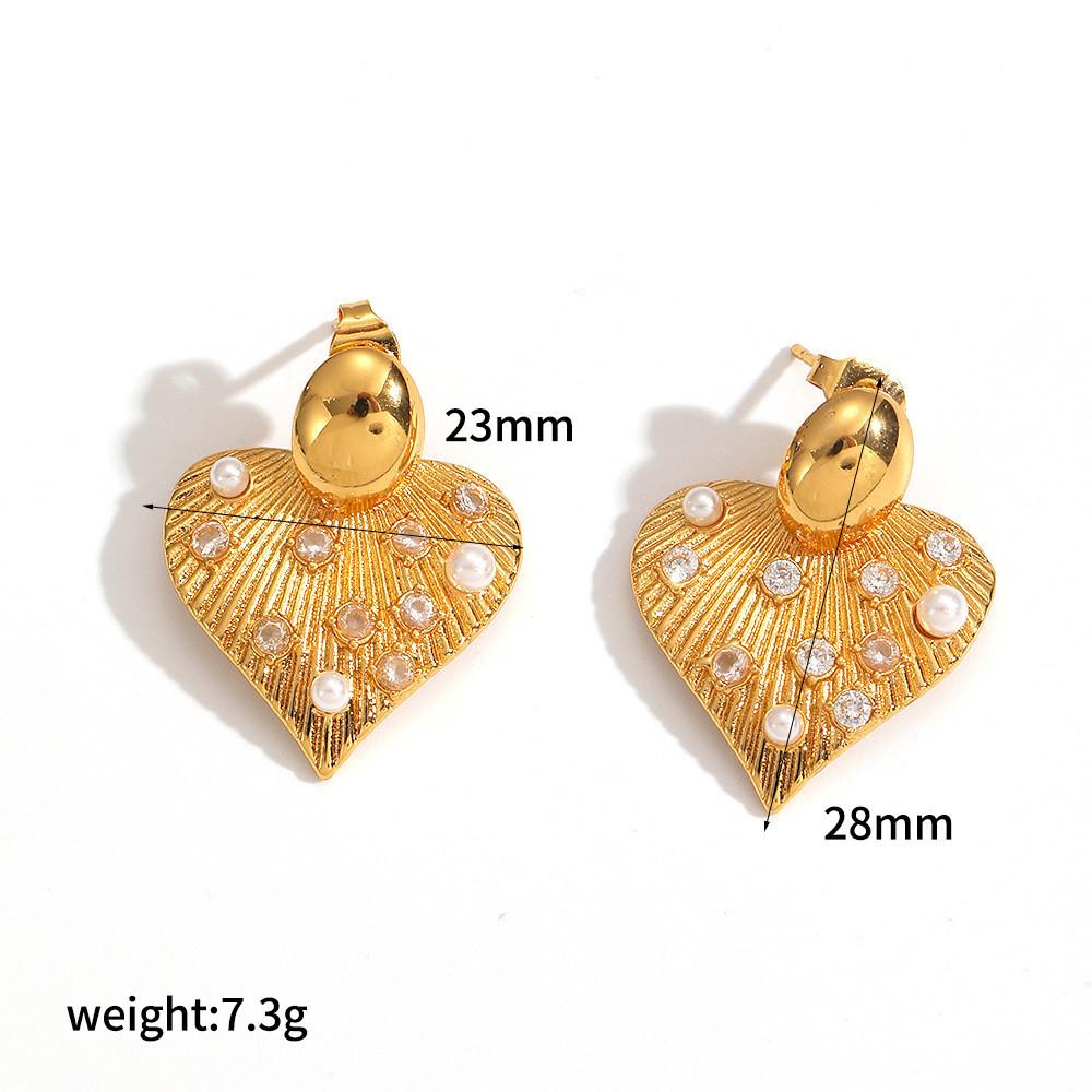 Französische Retro-Perlenohrringe mit Herzform und PVD-Gold-Finish für Damen-Stil-Accessoire